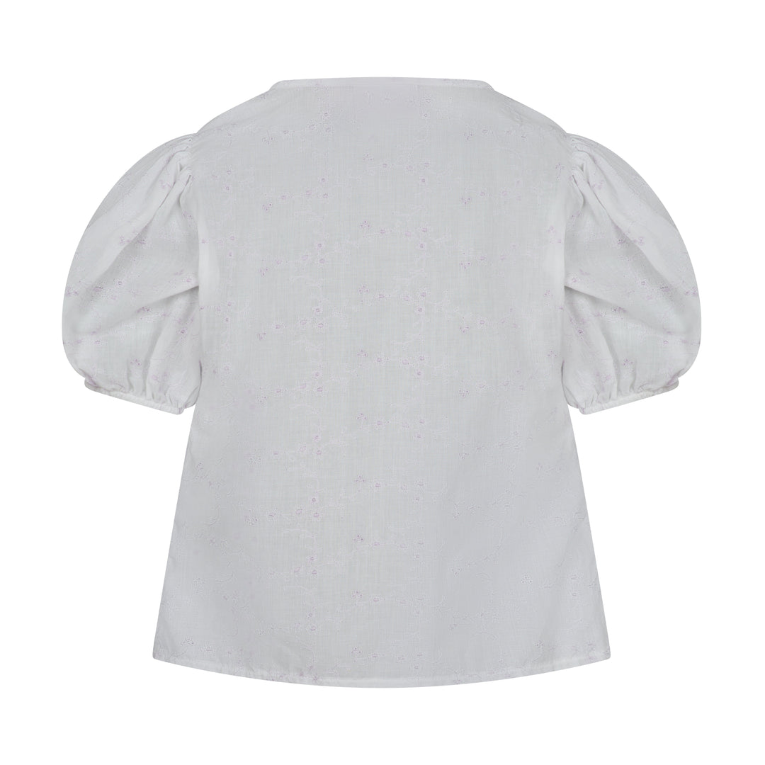 Poppy Blus - Vit & Lila