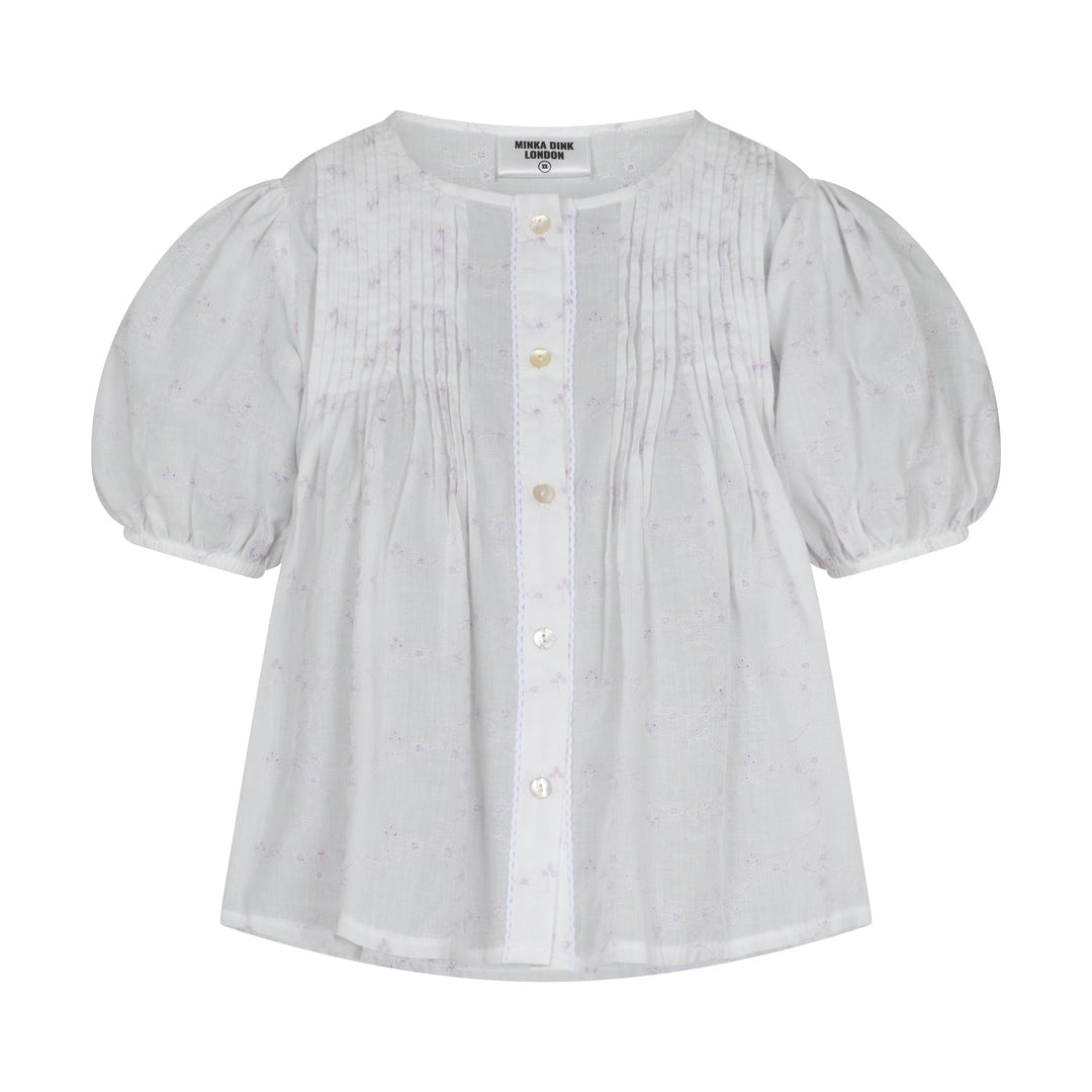Poppy Blus - Vit & Lila