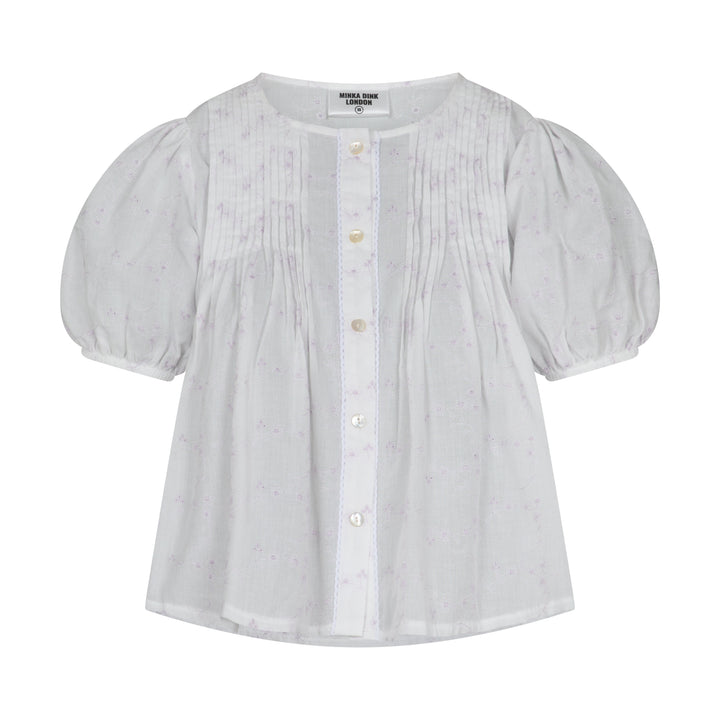 Poppy Blus - Vit & Lila