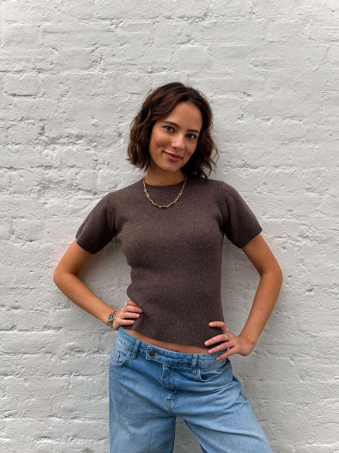 Sofie Gebreide Top - Bruin
