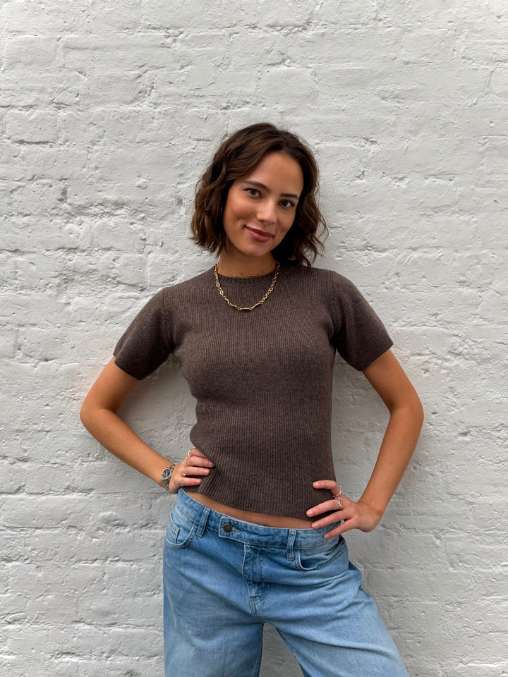 Sofie Gebreide Top - Bruin