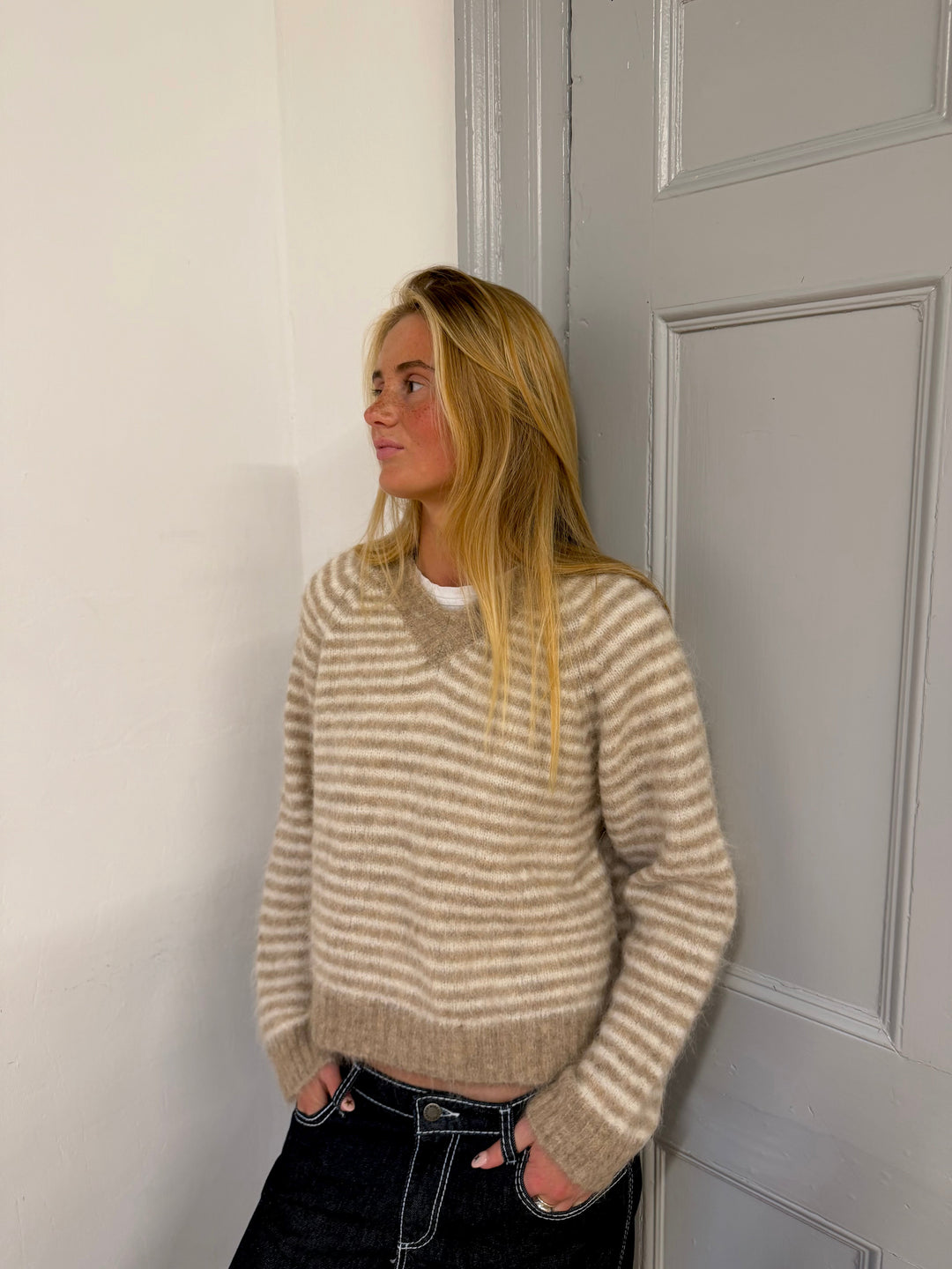 Orla Tröja - Beige Randig