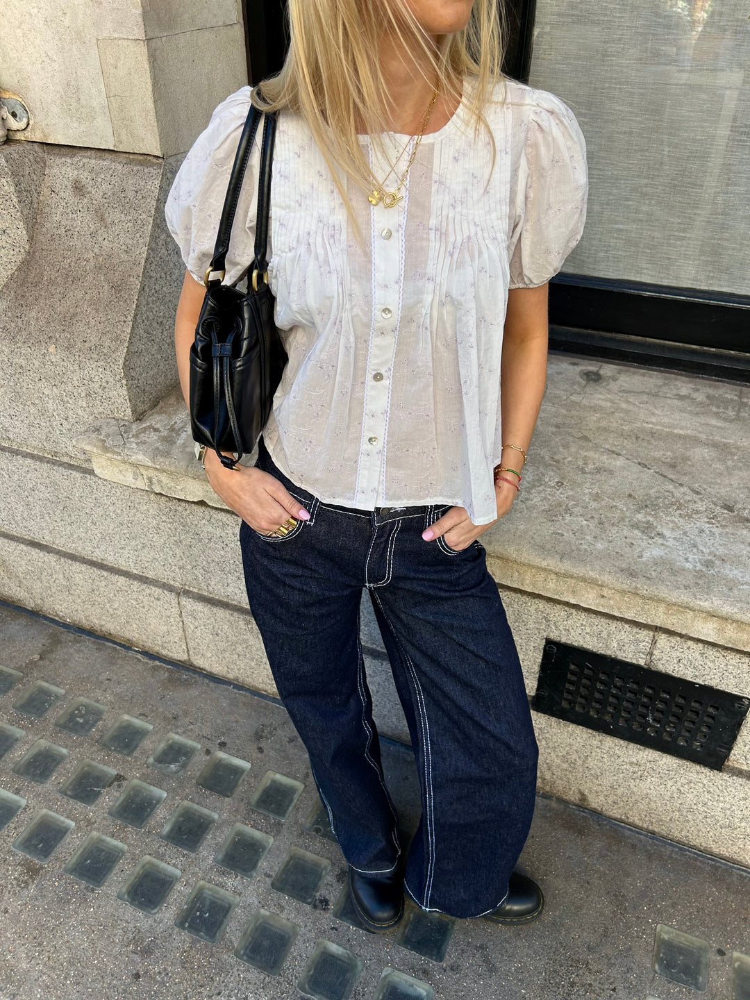 Poppy Blus - Vit & Lila