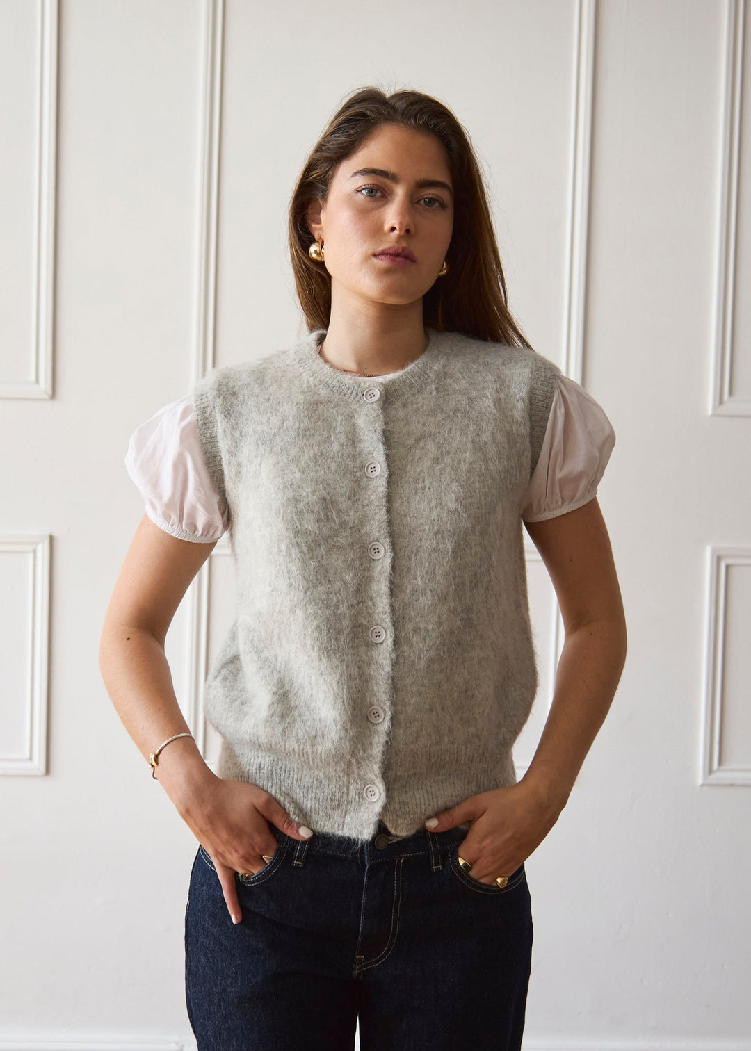 Gilet en Maille - Gris Clair