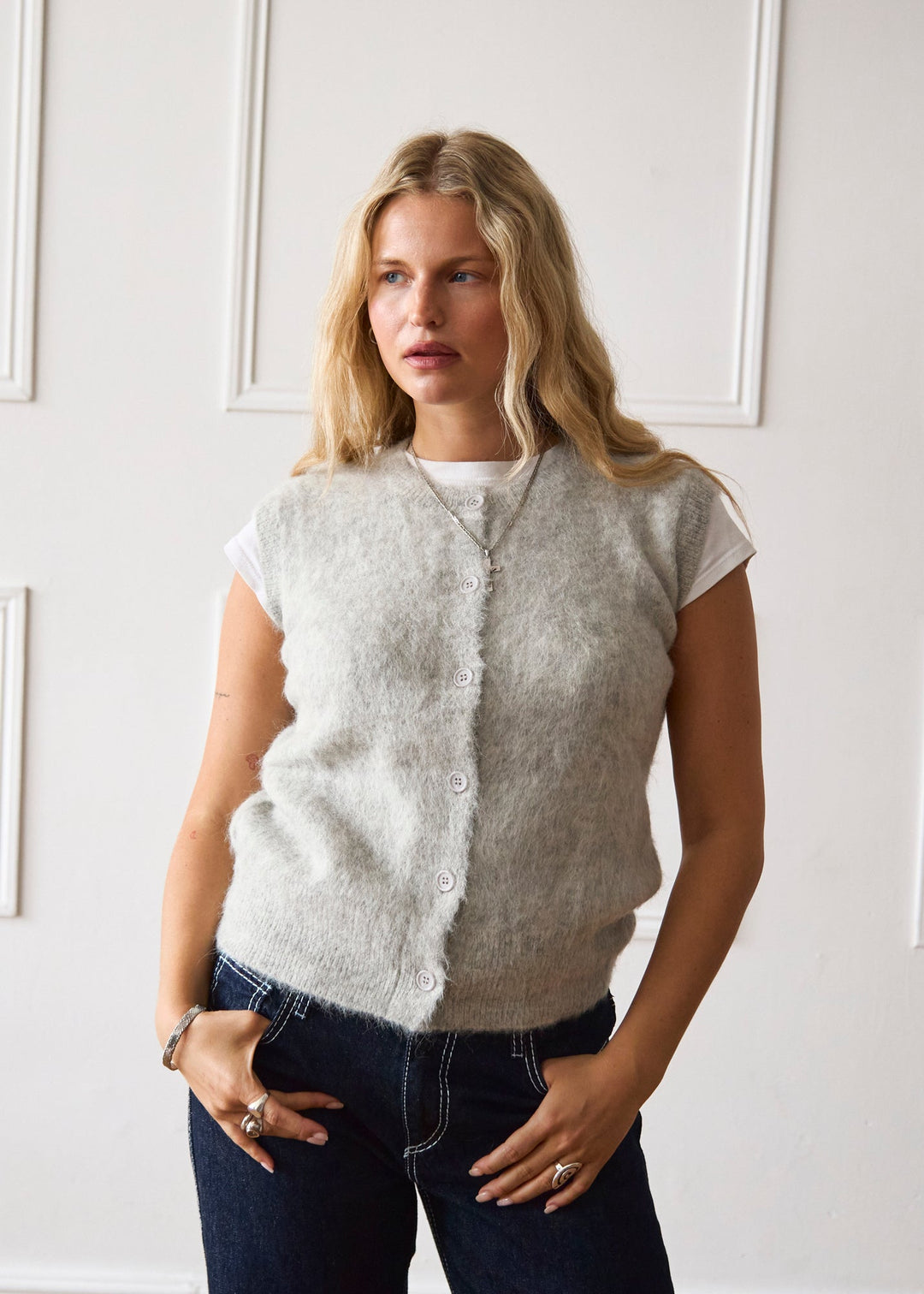 Gilet en Maille - Gris Clair