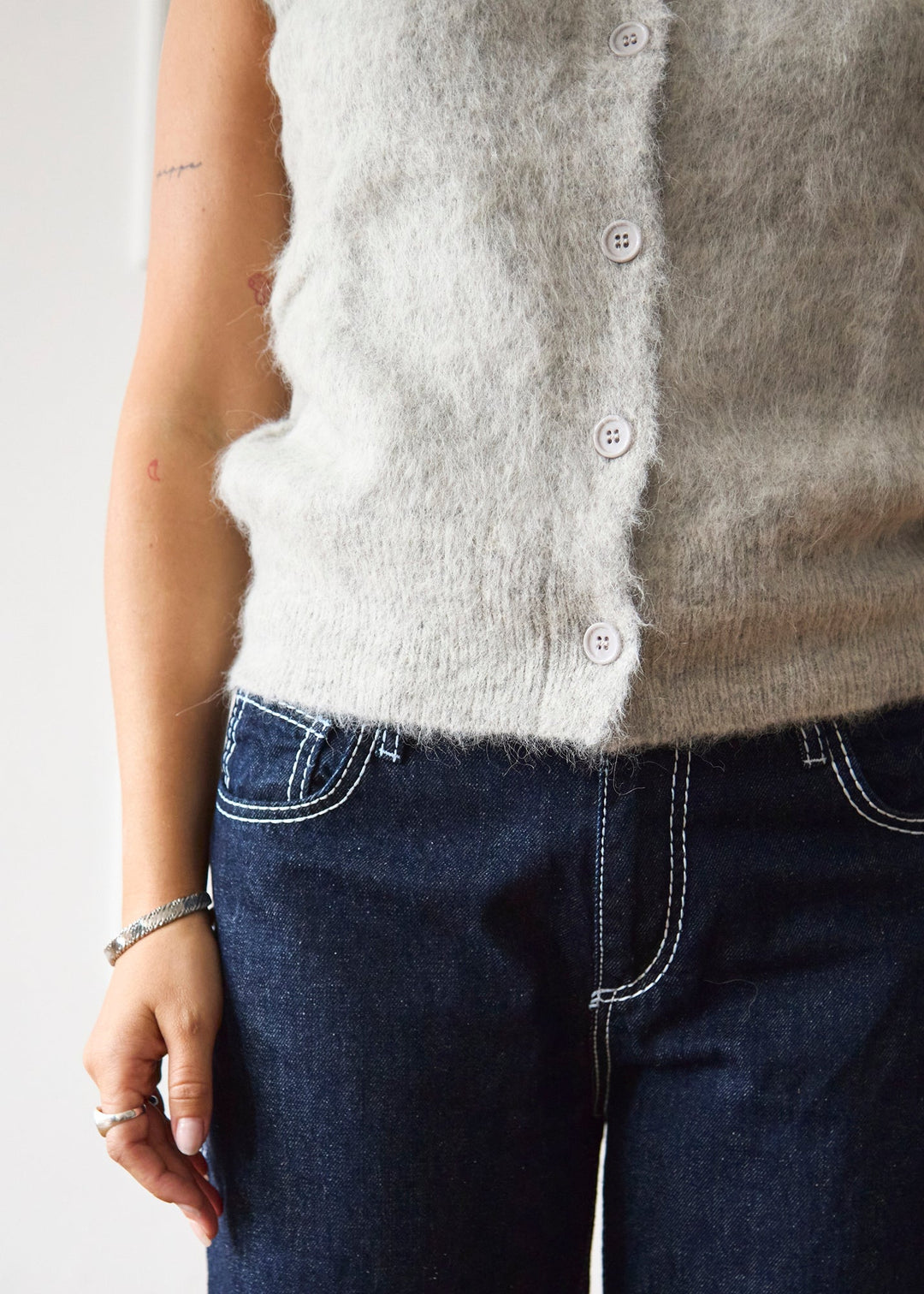 Gilet en Maille - Gris Clair